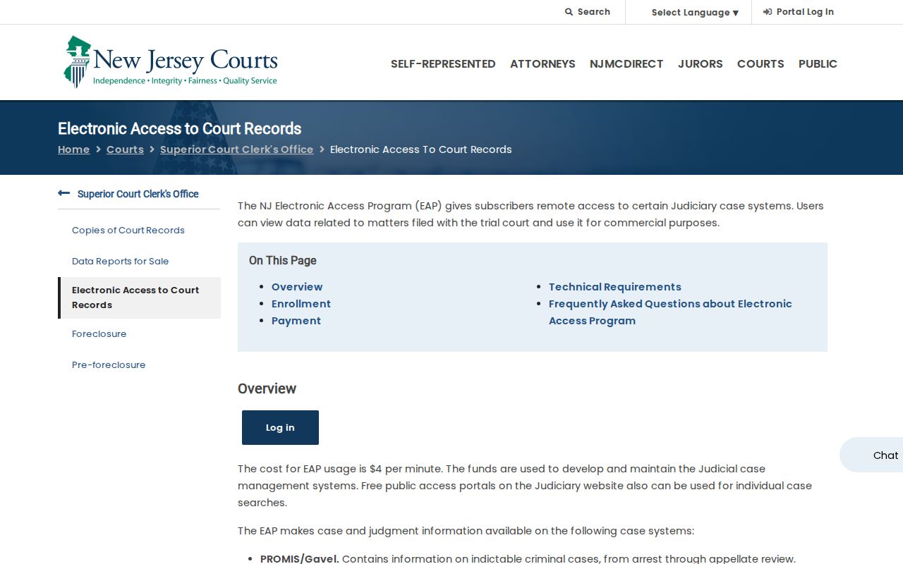 Bergen County criminal court case Electronic Access Program information