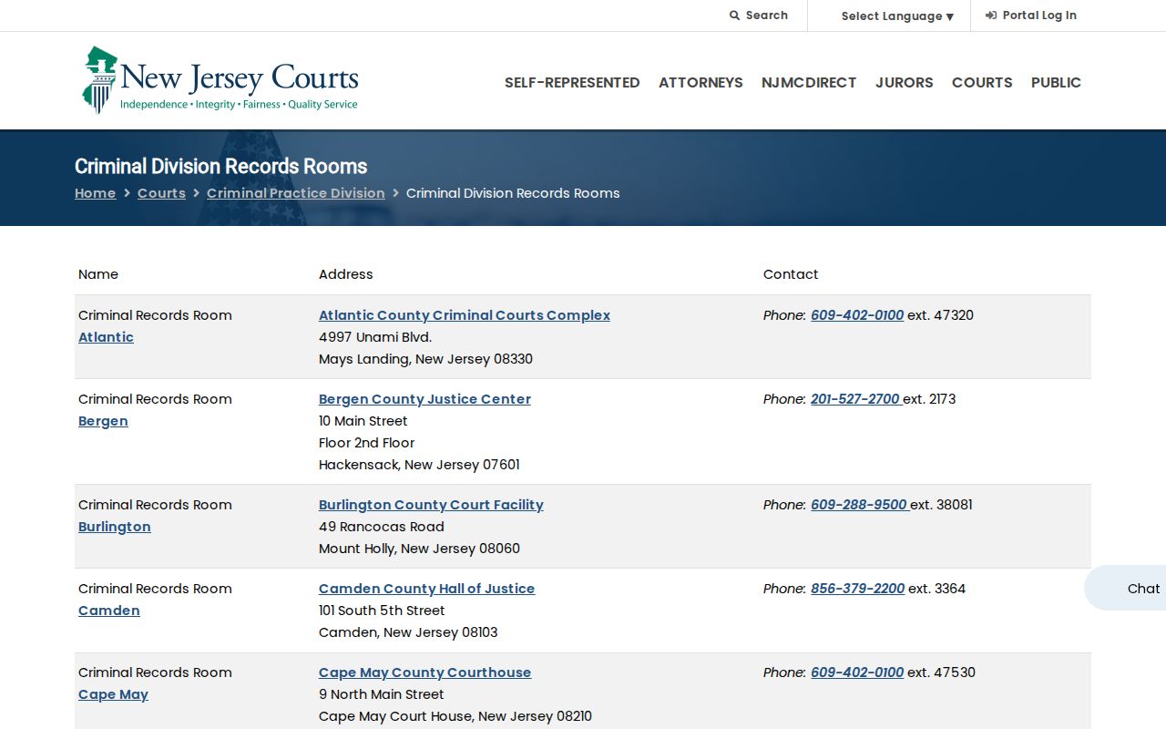 Bergen County criminal court records room information