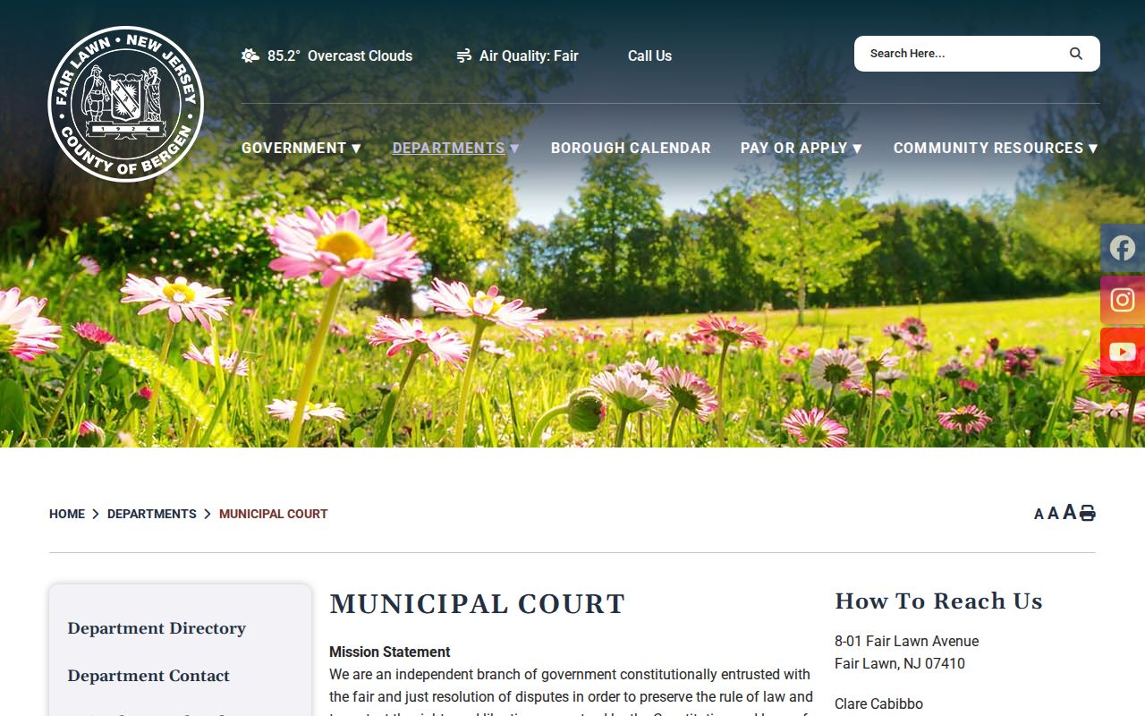 Fair Lawn criminal history Municipal Court records