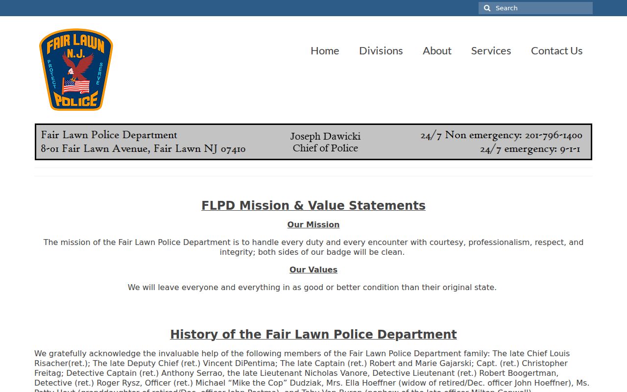 Fair Lawn criminal records and Police Department history