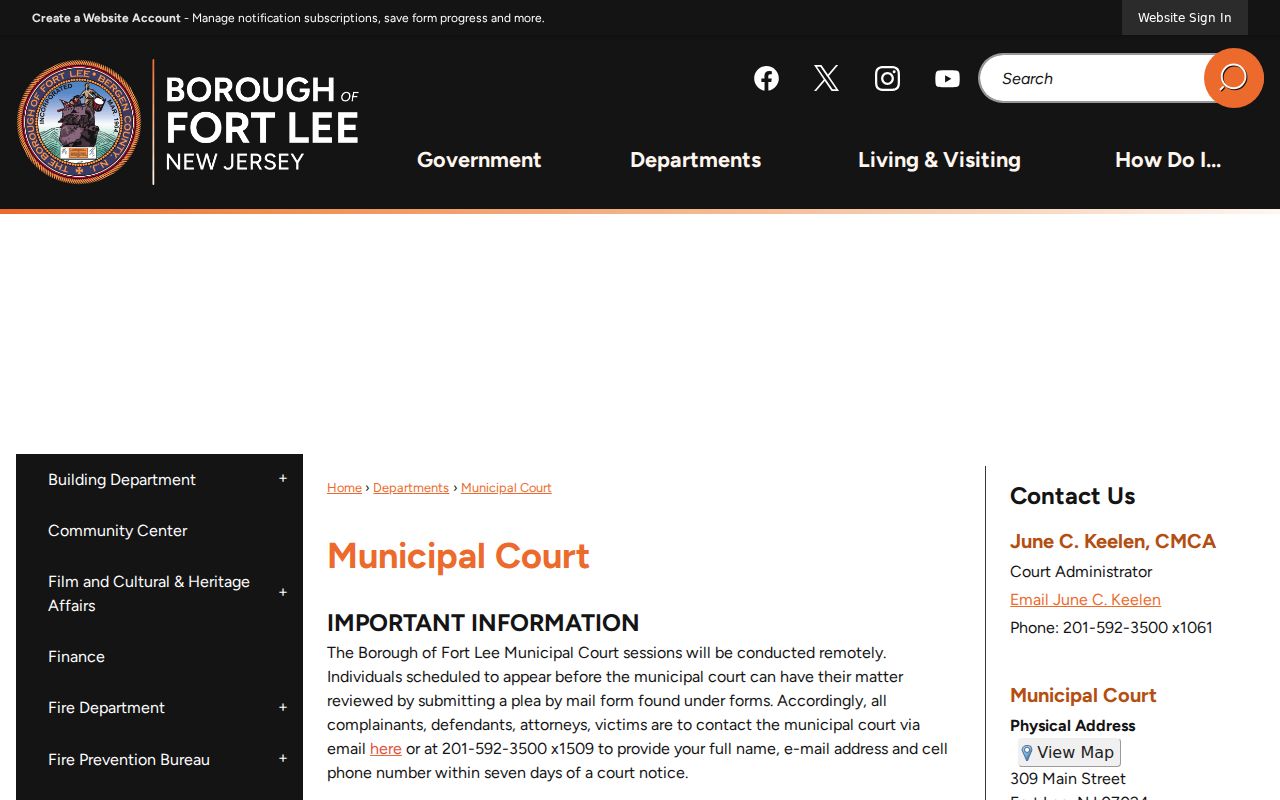 Fort Lee criminal history Municipal Court records information