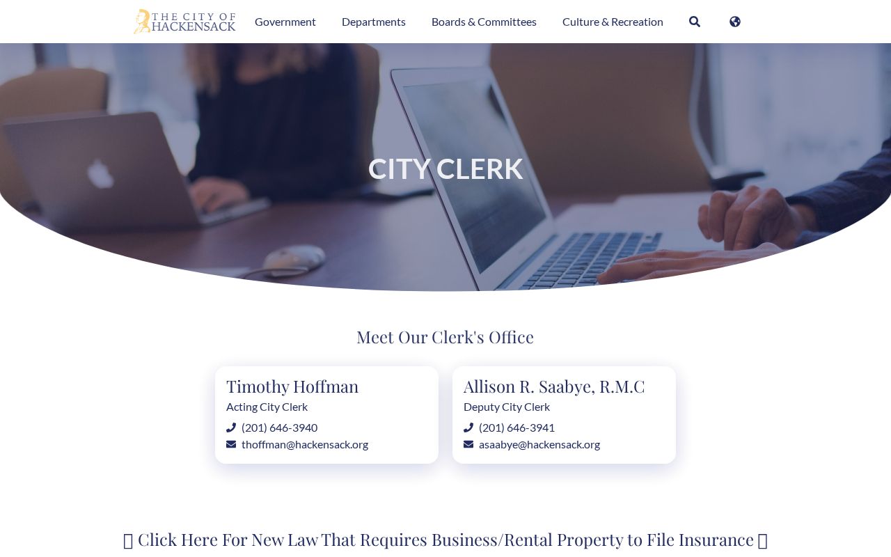 Hackensack criminal history City Clerk and OPRA records channel