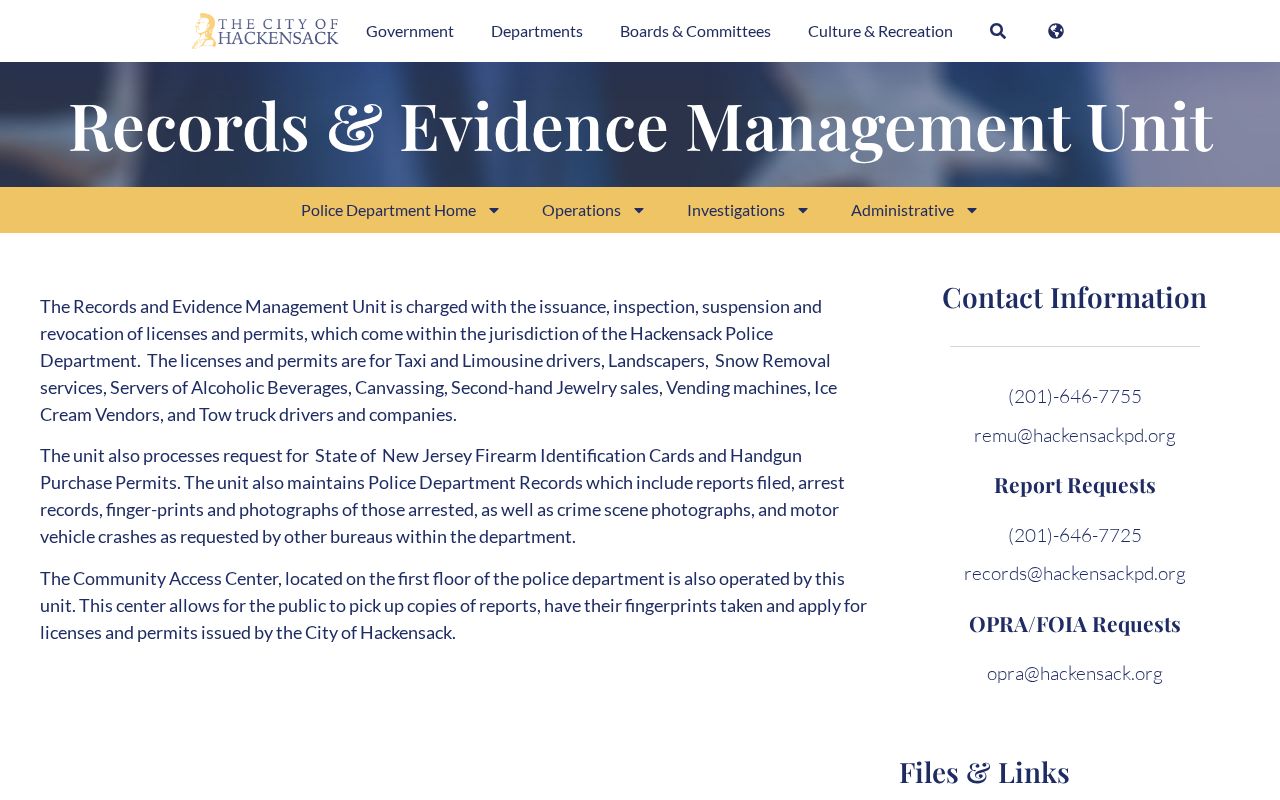 Hackensack criminal history Police Records and Evidence Management Unit