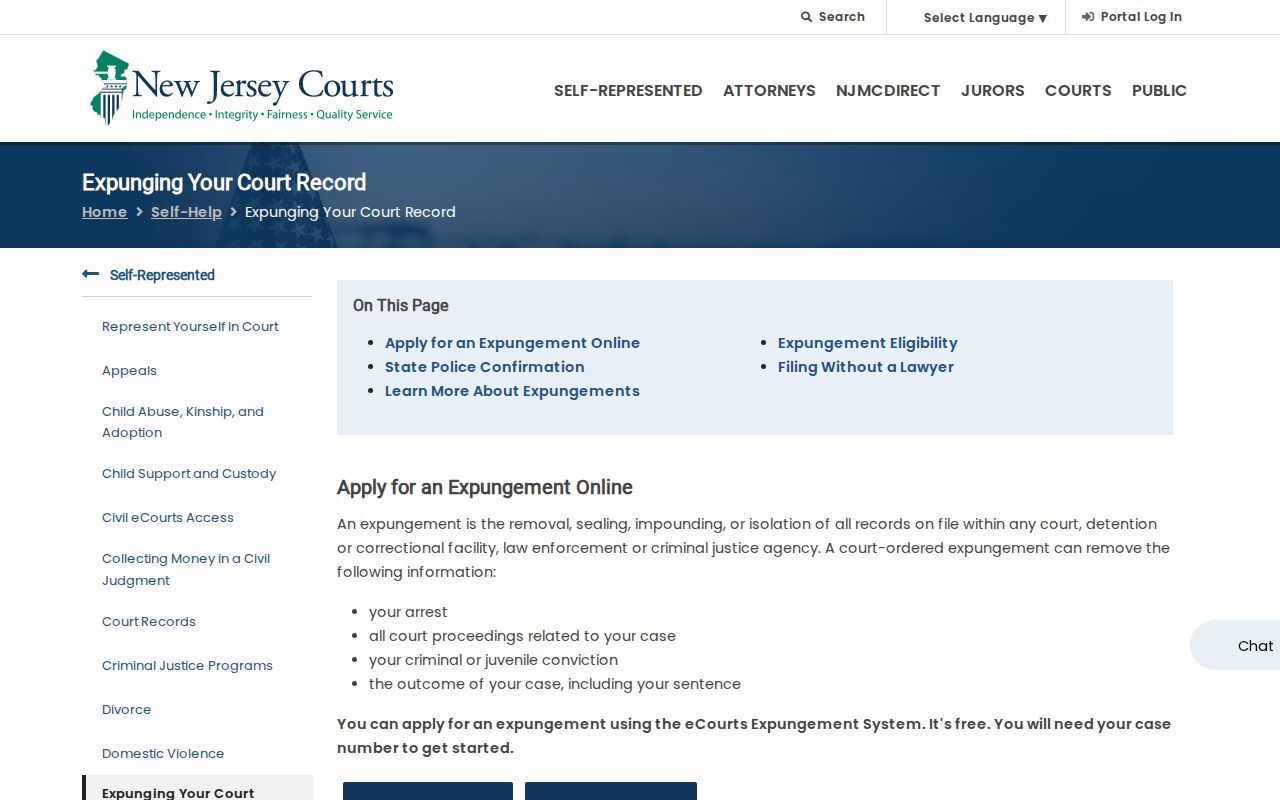 Bergen County criminal record expungement court guidance